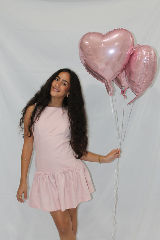 Flared Hem With Front Bows  Mini Dress