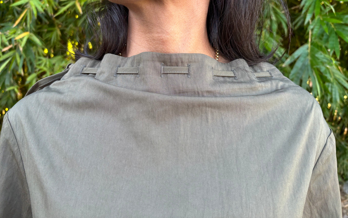 3/4 Sleeve Cinched Neck Blouse