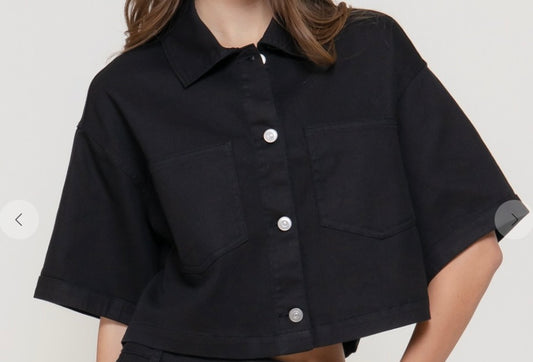 Short Sleeve Stretch Cotton Boxy Top
