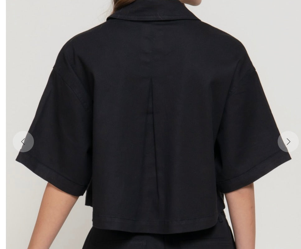 Short Sleeve Stretch Cotton Boxy Top